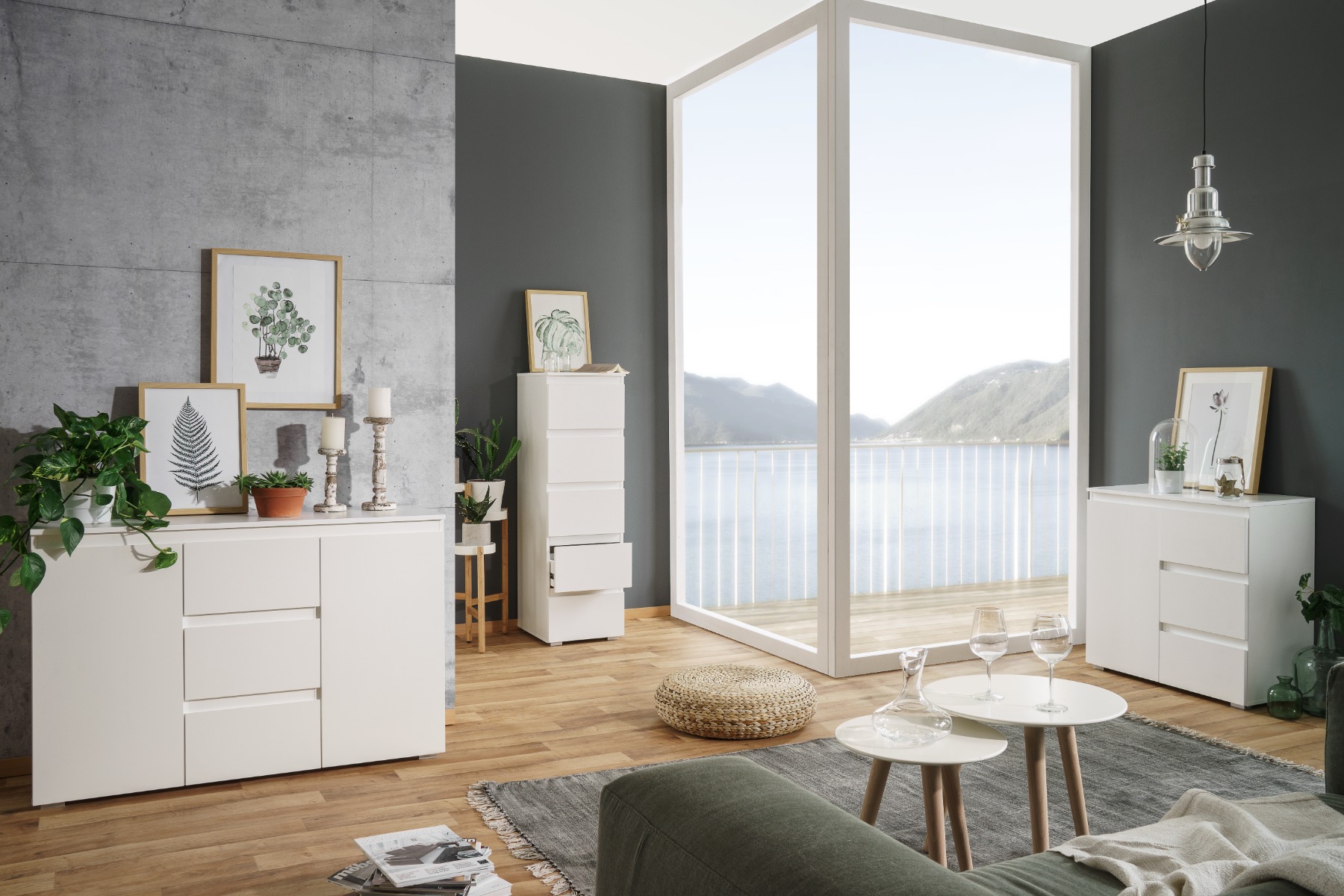 Settimino salvaspazio a 5 cassetti finitura Bianco opaco