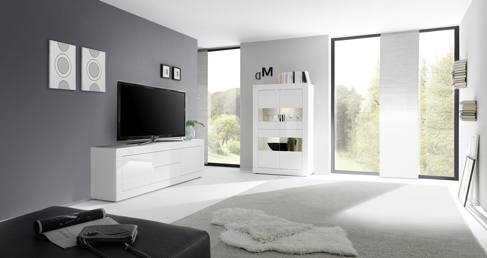 Madia bassa, Bianca Lucida con 2 ante e 2 cassetti