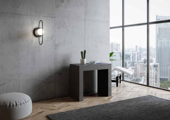 Consolle salvaspazio allungabile, finitura Antracite spatolato, Made in Italy Zenzero Shop