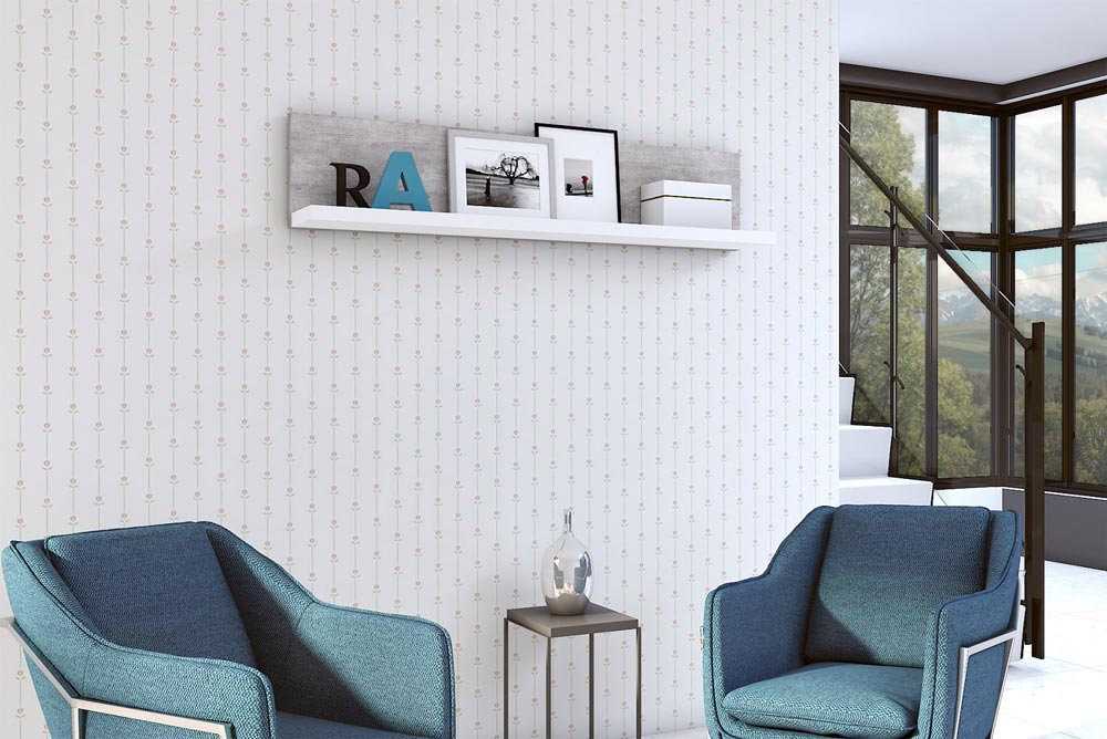 Mensola moderna bianca opaca e cemento