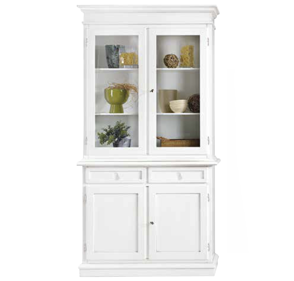 Vetrina in legno finitura bianco opaco, con 2 porte 105x42 H.185