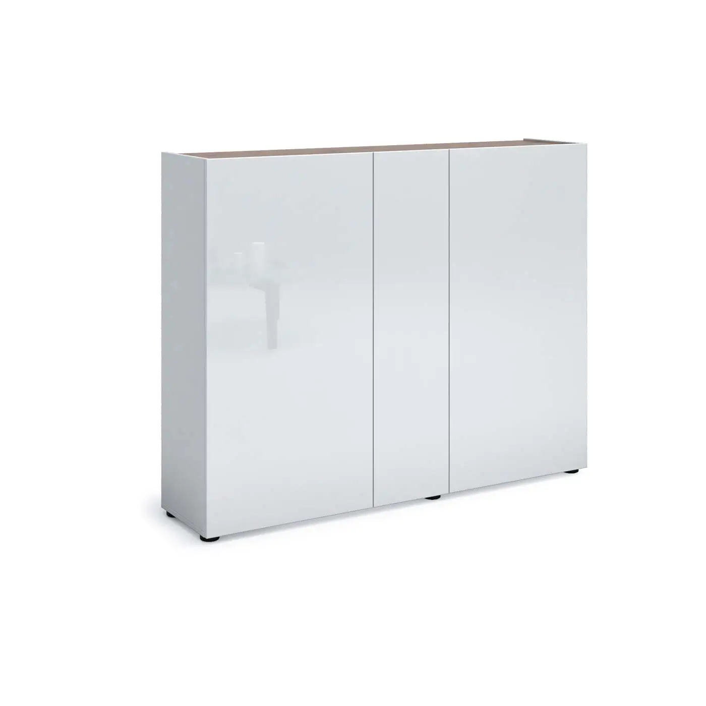 Nuova Scarpiera L.145 cm moderna 3 ante, Bianco lucido