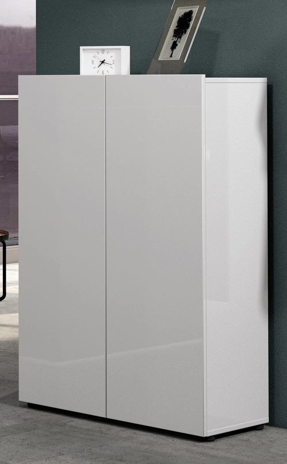 Scarpiera alta a 2 ante Bianco lucido