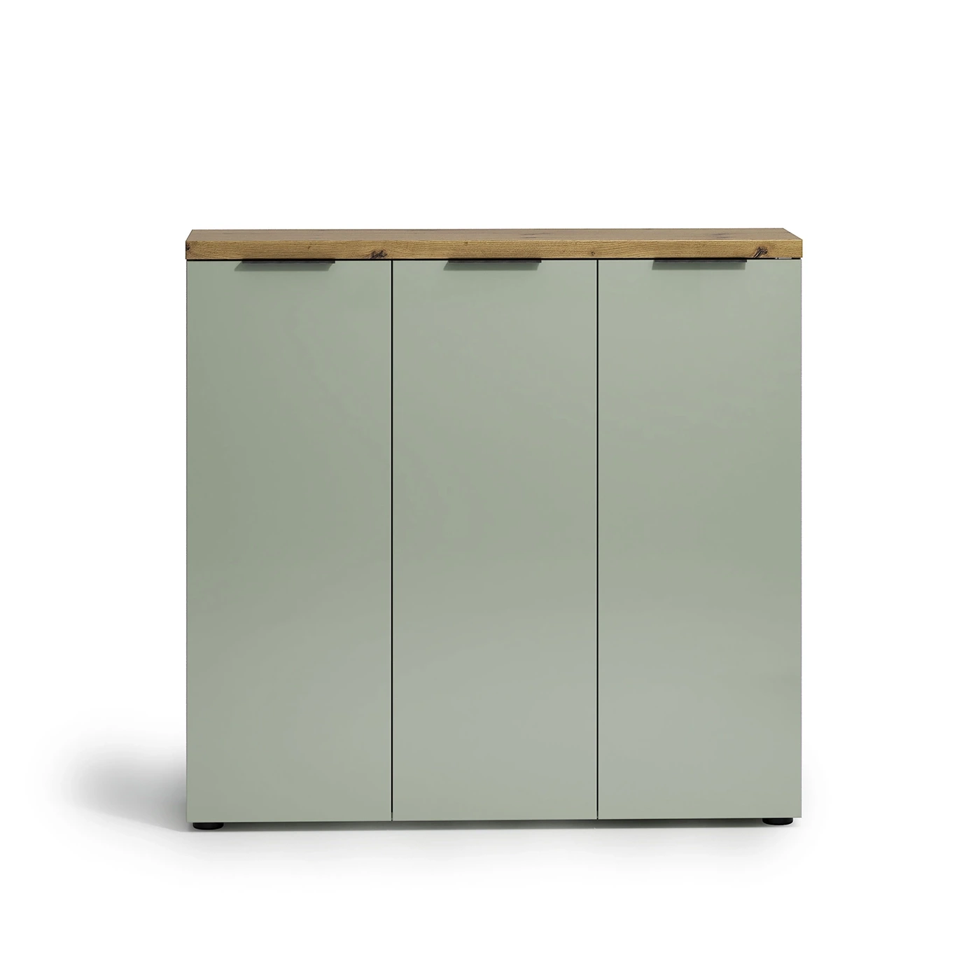 Scarpiera 3 ante a terra, Salvia laccato opaco e Rovere Zenzero Shop