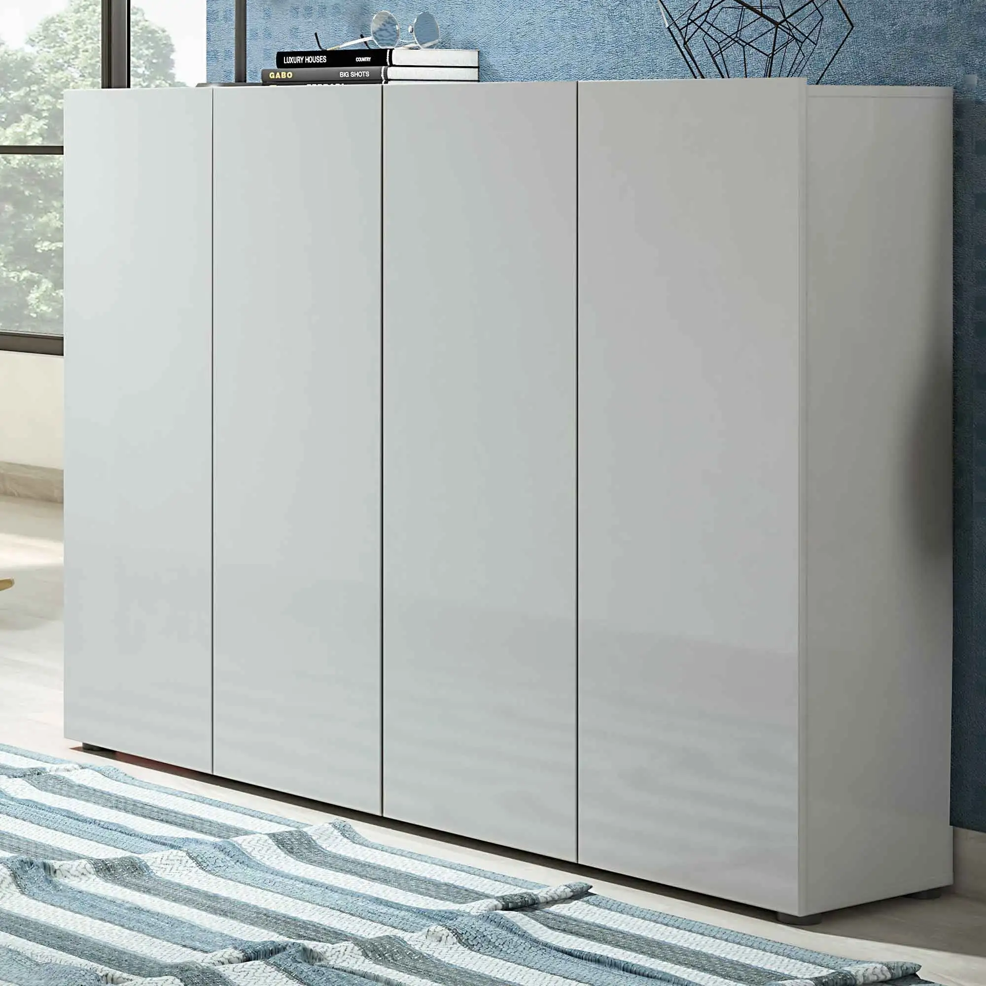 scarpiera 4 ante grigia lucida offerta