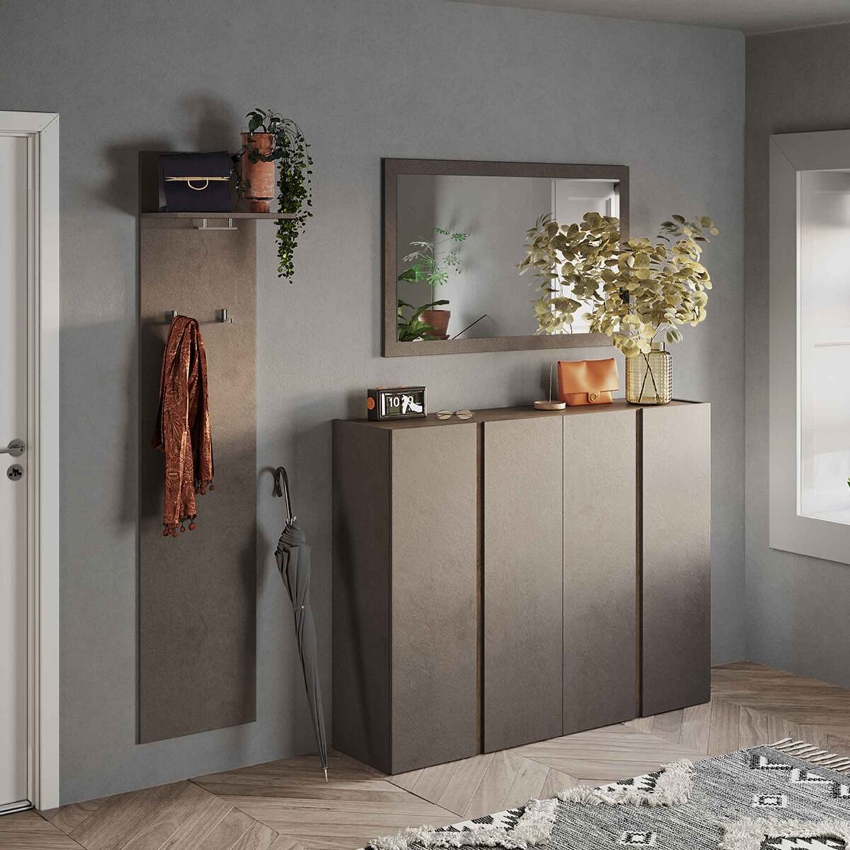 composizione bronzo con madia e specchio