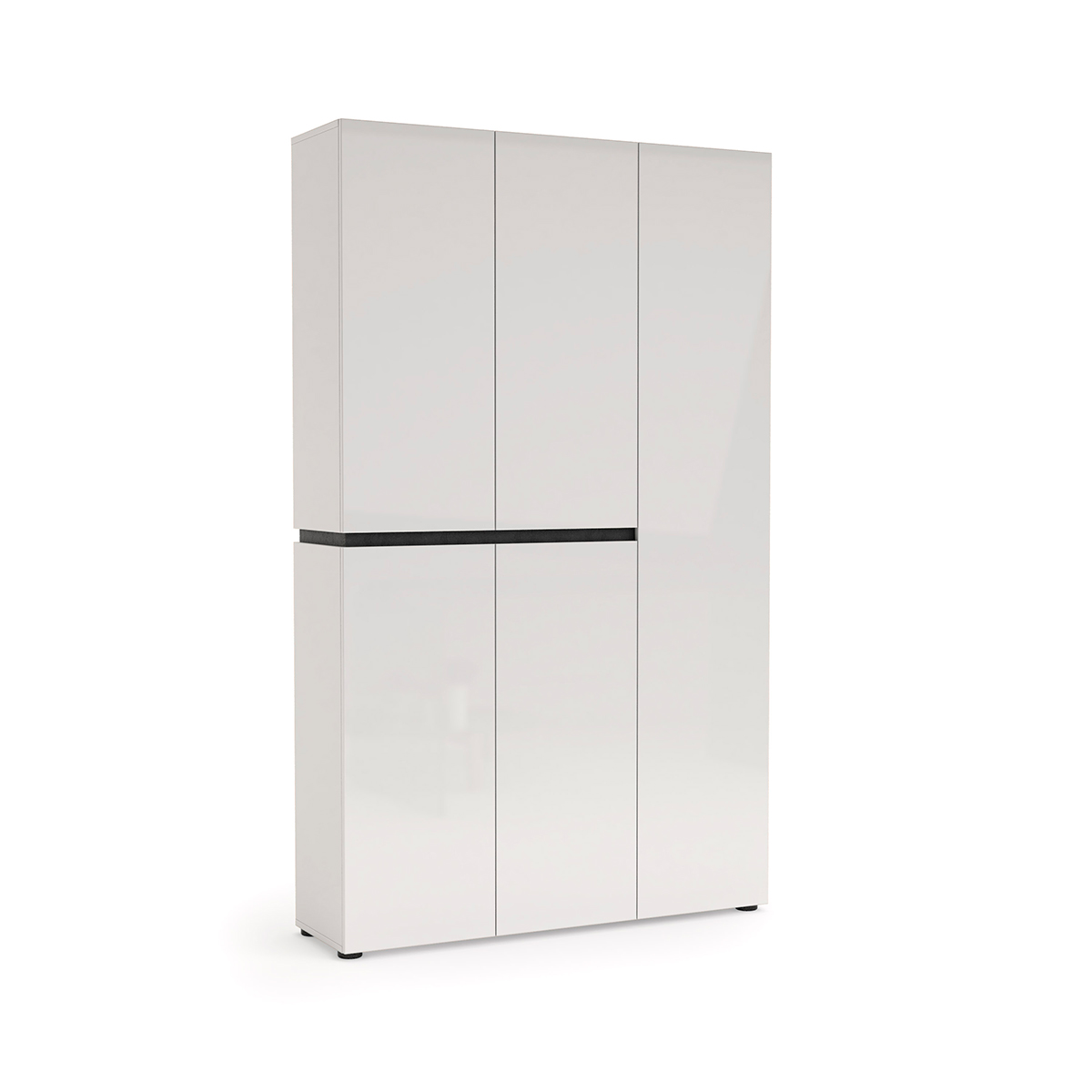 Scarpiera alta 5 ante, Bianco laccato lucido, pronta consegna