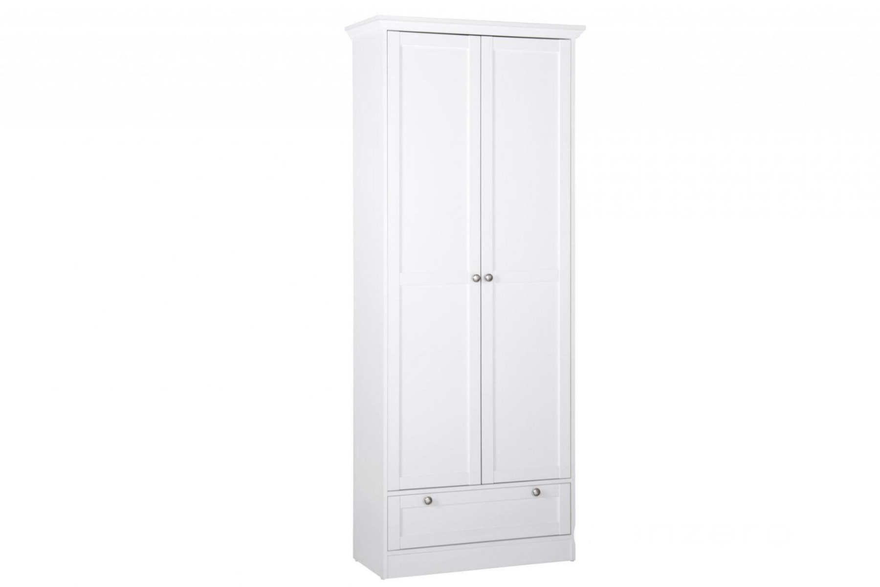 Scarpiera da ingresso con 2 ante battenti e cassetto, finitura bianca opaca