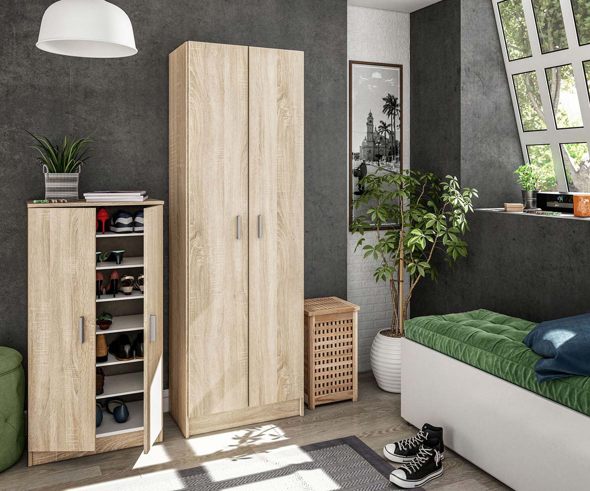 Scarpiera bassa 2 ante, finitura Rovere canadian