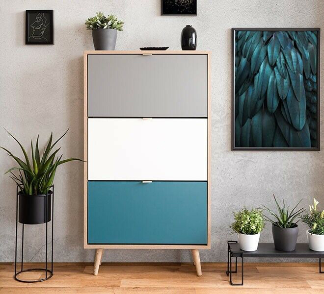 Colorata Scarpiera moderna Lavik 3 ante doppia profondità Zenzero Shop