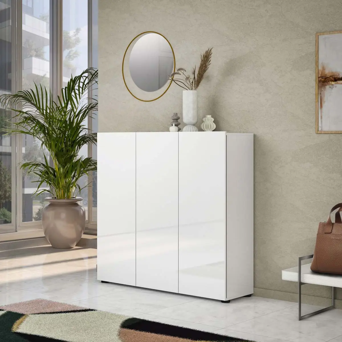  Scarpiera 3 ante finitura Bianca Lucido