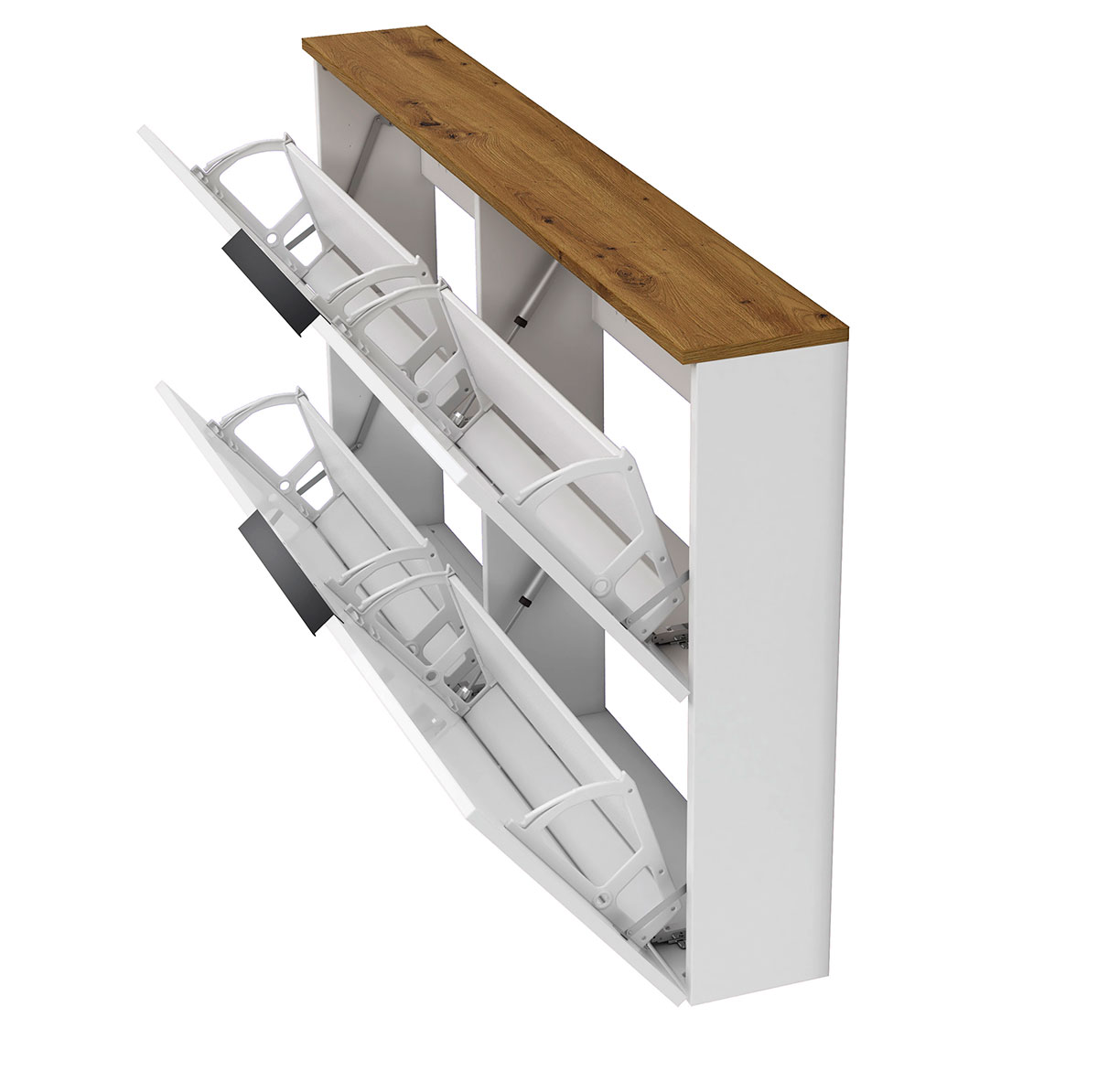 Scarpiera orizzontale Bianca, top Rovere, spedizione gratuita