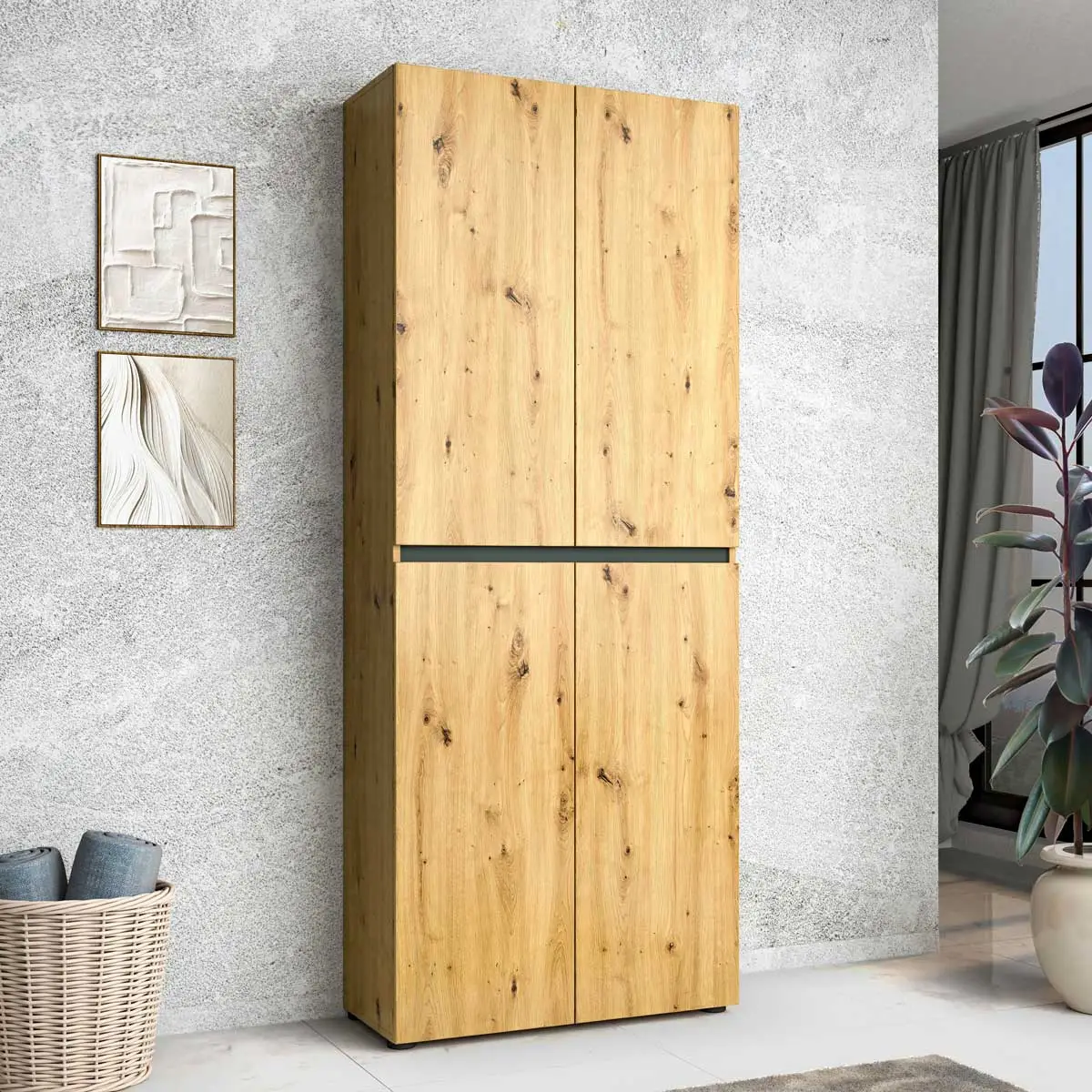 Scarpiera salvaspazio alta a 4 ante con 10 ripiani