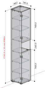 Colonna da bagno a 2 ante con 6 ripiani e 1 vano a giorno