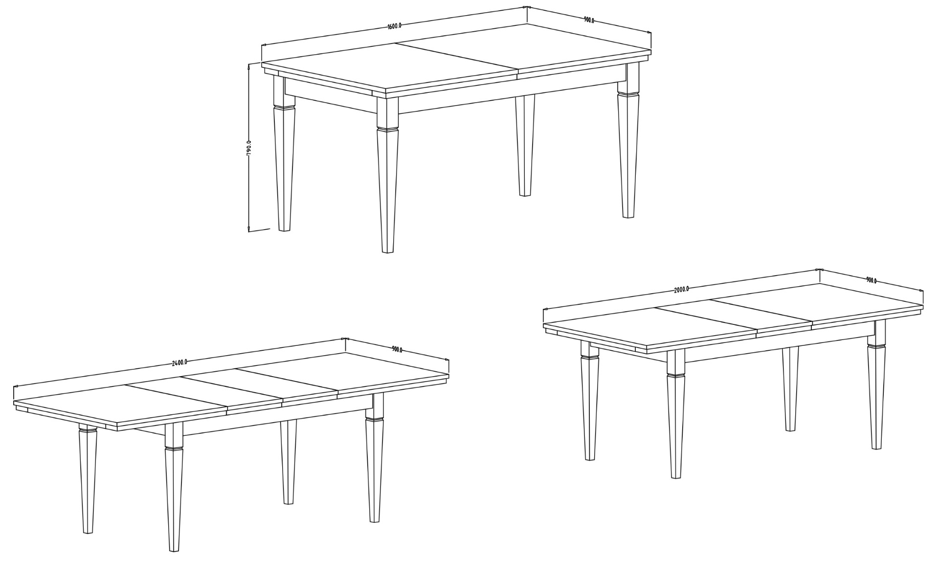 Tavolo L.160 allungabile finitura verde scuro e quercia