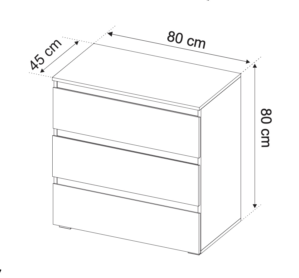 Conveniente cassettiera a 3 cassetti finitura Bianco opaco 