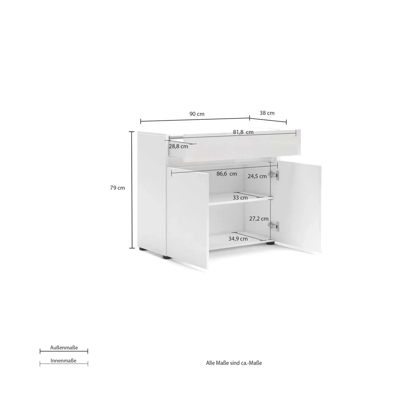 Sala moderna composta da 2 credenze di design