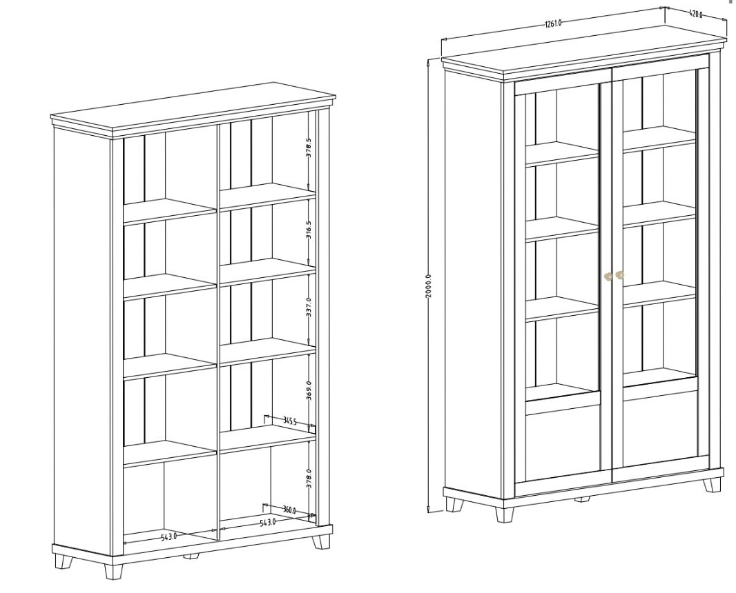 Capiente e elegante vetrina 2 ante finitura bianco frassinato e rovere