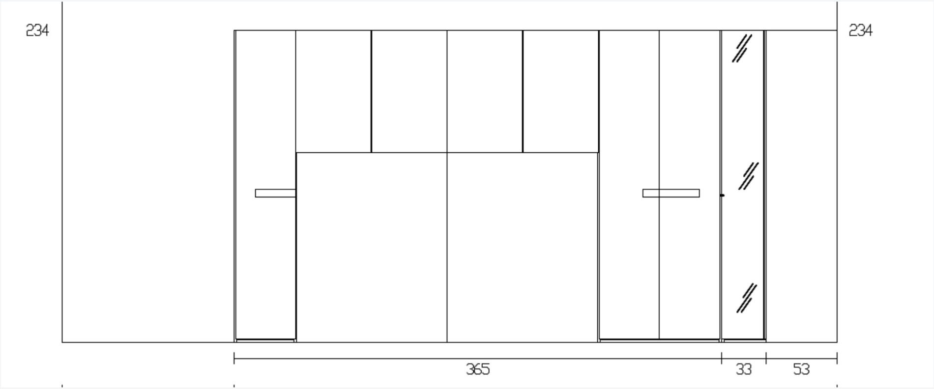 armadio a ponte con angolo per camere matrimoniali