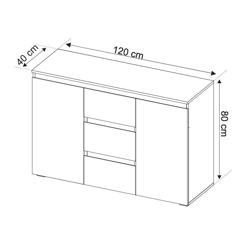 Conveniente madia  2 ante e 3 cassetti colore Bianco opaco