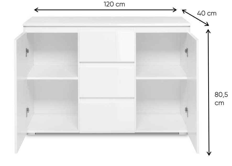 Composizione da ingresso moderna formata da Armadio, Settimino e Madia finitura Bianco lucido Zenzero Shop