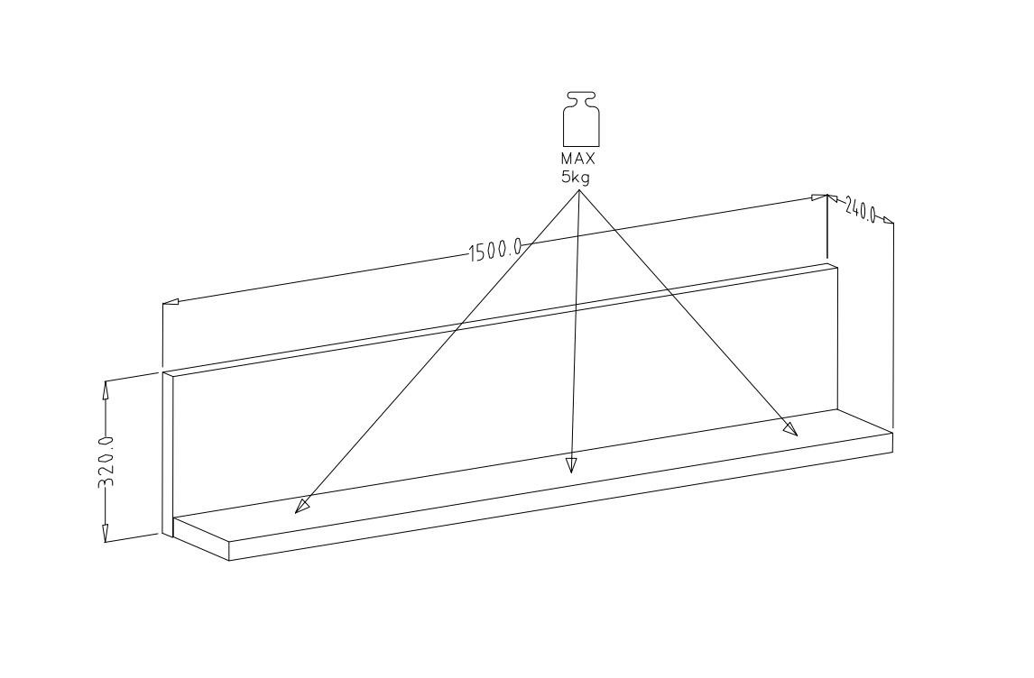 Mensola moderna di design, finitura antracite