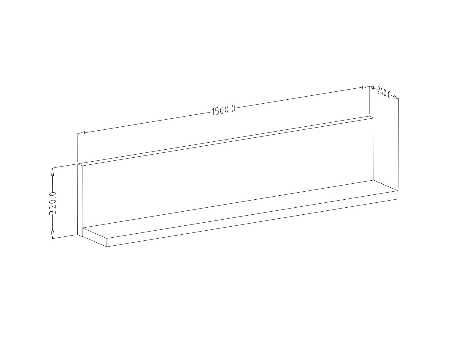 Mensola L.150 cm, finitura noce
