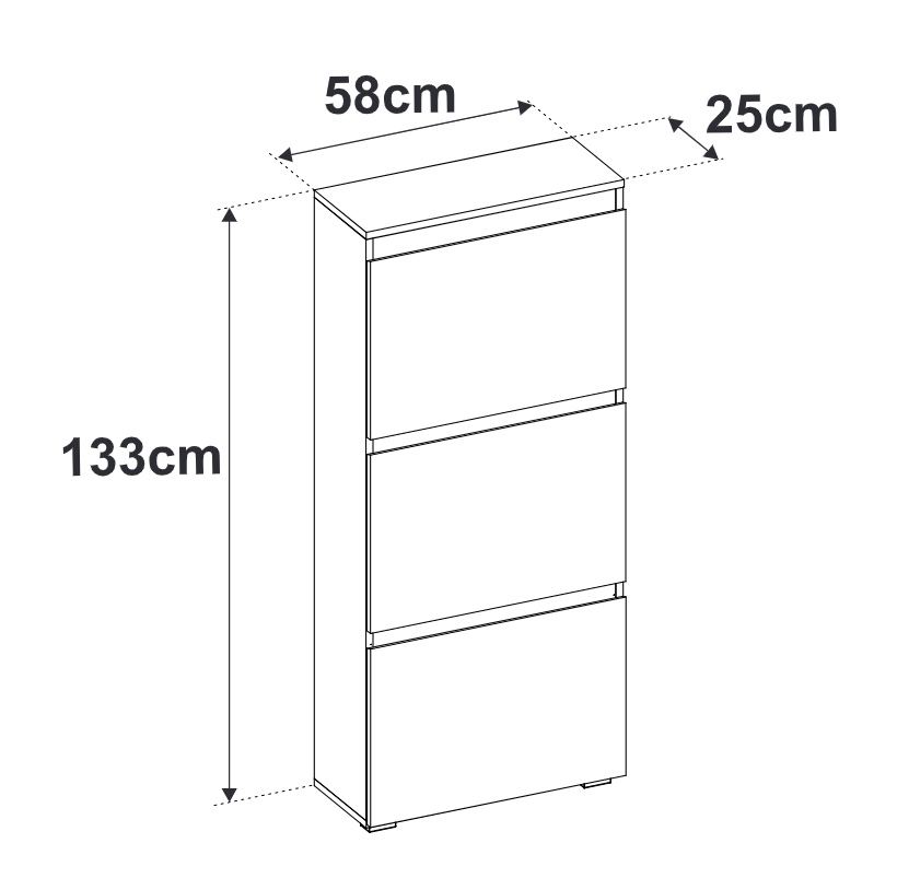 Scarpiera minimal 3 ante ribalta finitura Bianco opaco