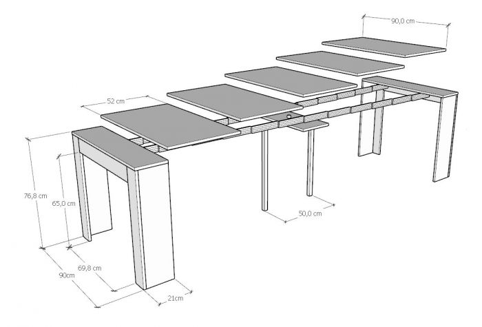 Conveniente consolle allungabile fino a 3 metri, finitura Antracite spatolato