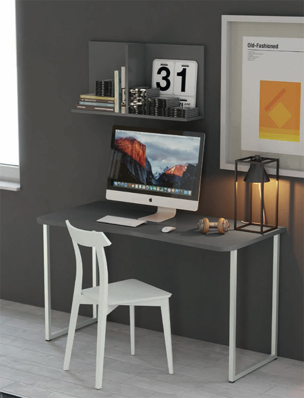 Scrivania con piano sagomato in finitura Grigio titanio