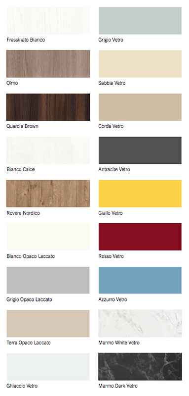 Parete attrezzata Venere  in finitura Frassinato bianco, Rovere nordico, Vetro grigio e Vetro antracite