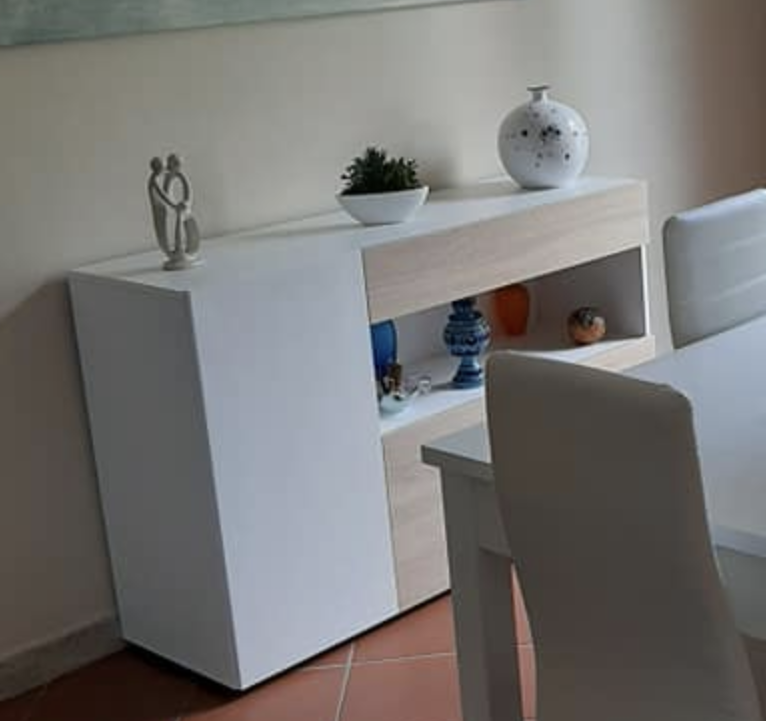 Madia economica colore rovere samoa e bianco lucido