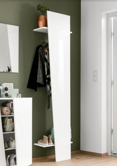 Composizione d'ingresso, Appendiabiti e Scarpiera, finitura Bianco Lucido