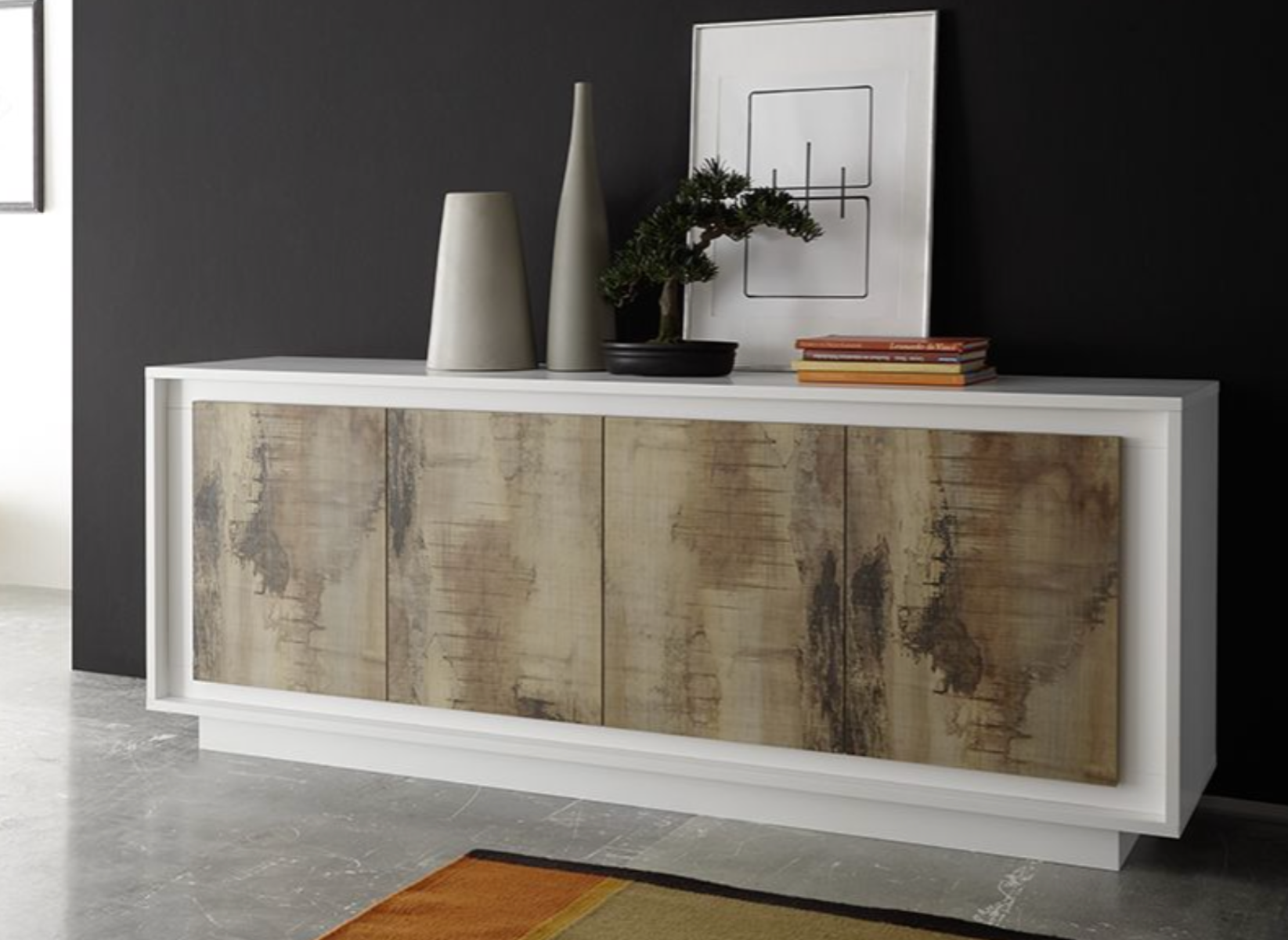 ACQUISTA ANCHE TU Madia di Design, 4 ante Pero e Bianco Opaco