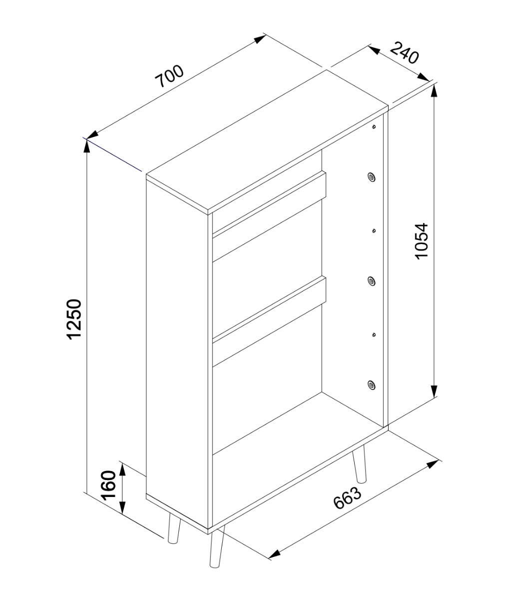 Scarpiera stile nordico, color petrolio, bianco, grigio e quercia