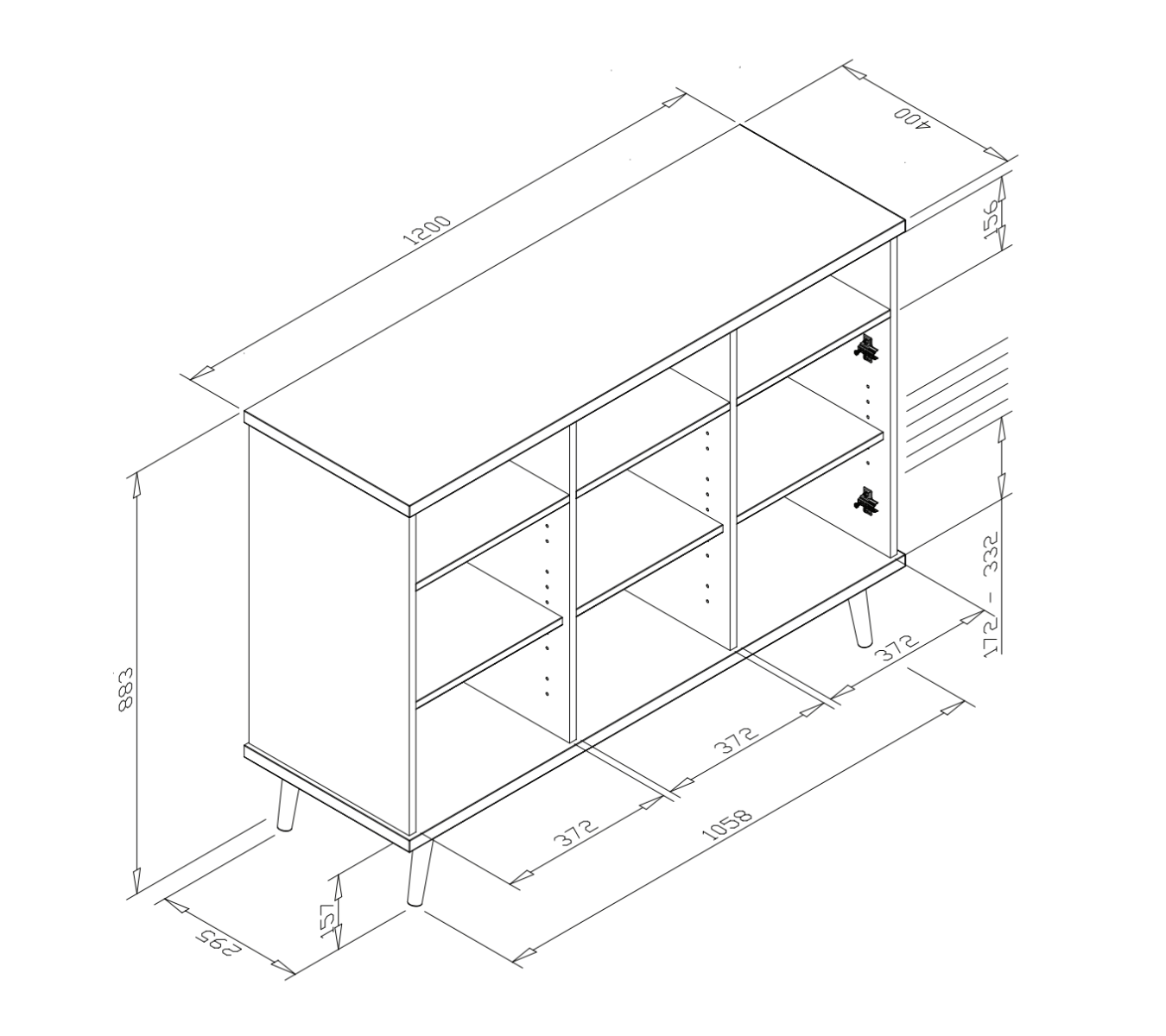 Madia Rosvik con 3 vani in finitura Grigio Seta, Grigio Perla e Antracite