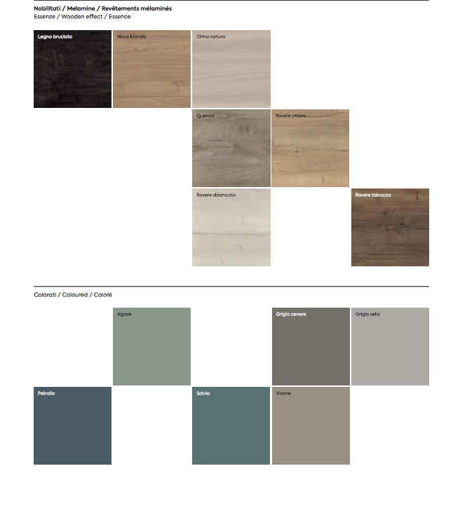 Parete attrezzata moderna finitura Argilla e Rovere Sbiancato