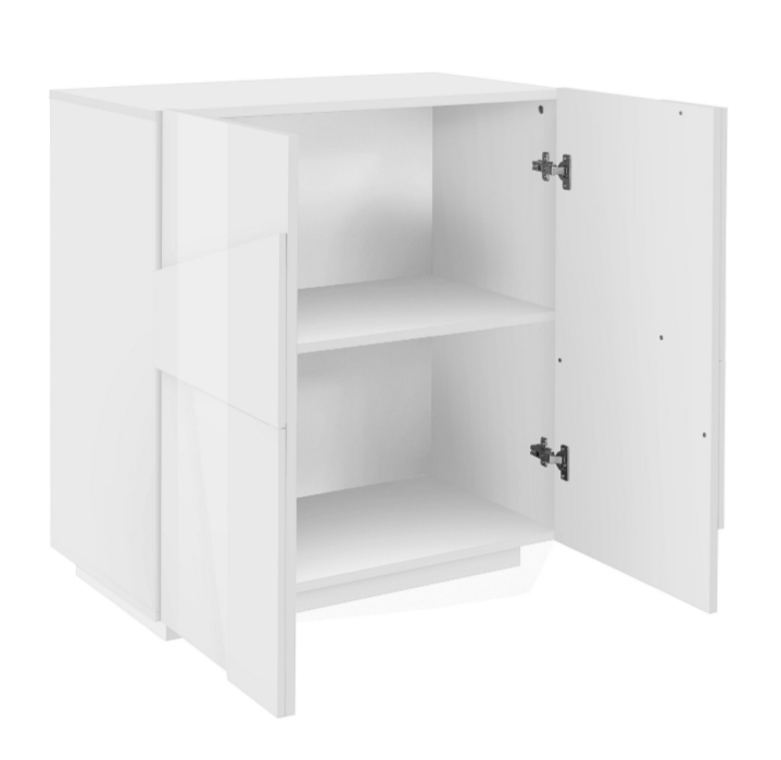 Madia a 2 ante con disegni geometrici in finitura Bianco lucido