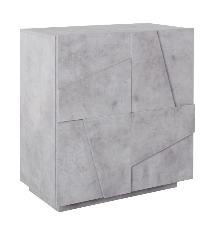 Madia a 2 ante con disegni geometrici in finitura Beton