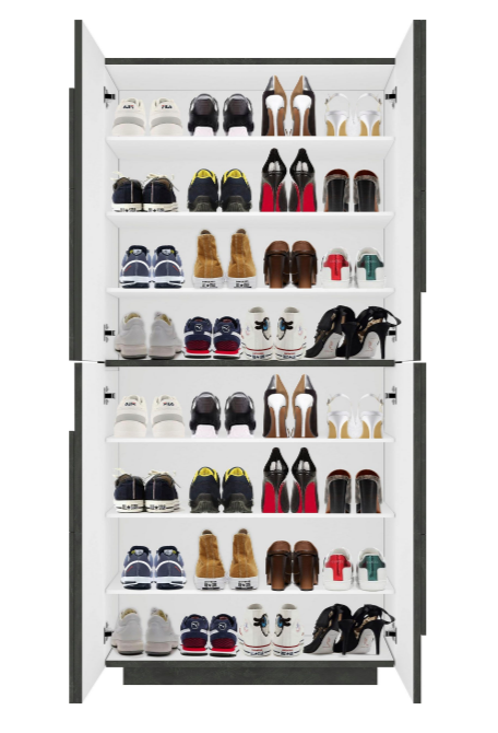 Scarpiera a 4 ante con disegni geometrici in finitura Ardesia