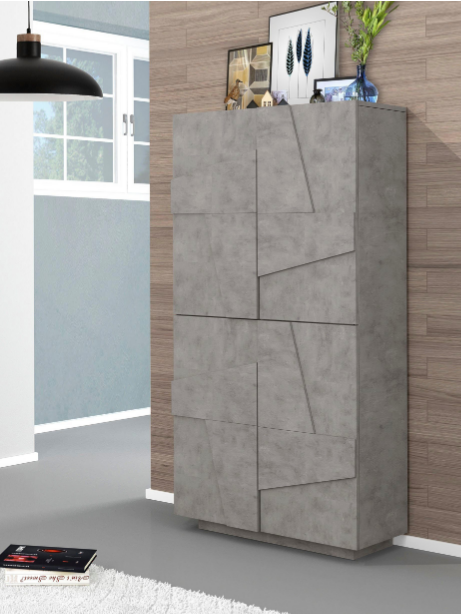 Scarpiera a 4 ante beton con disegni geometrici