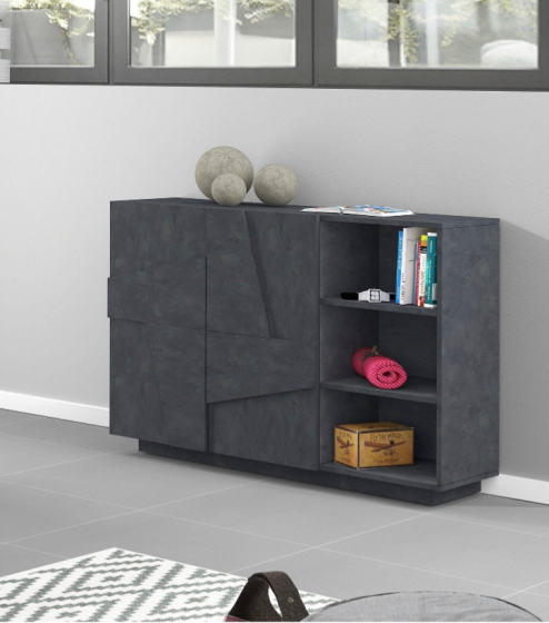 Ingresso moderno con scarpiera, appendiabiti e madia in finitura Ardesia