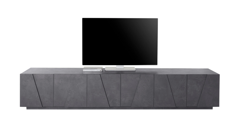 Moderno Mobile porta tv geometrico a 6 ante finitura Ardesia