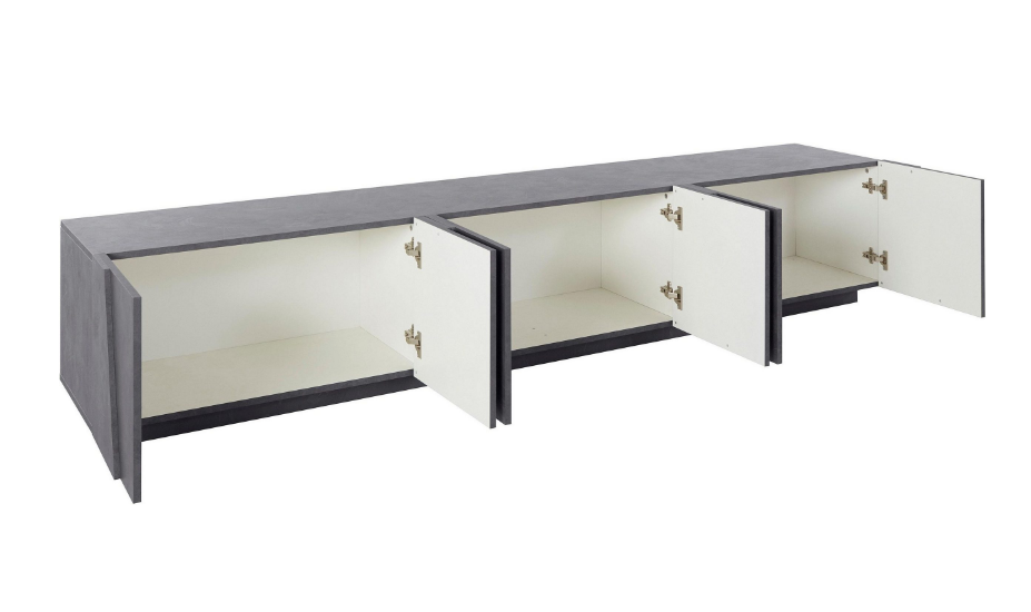 Mobile porta tv 6 ante con disegni geometrici in finitura Ardesia