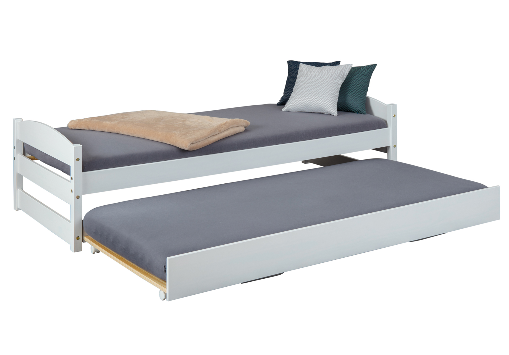 Divano letto con secondo letto ad estrazione alla pari del primo bianco 