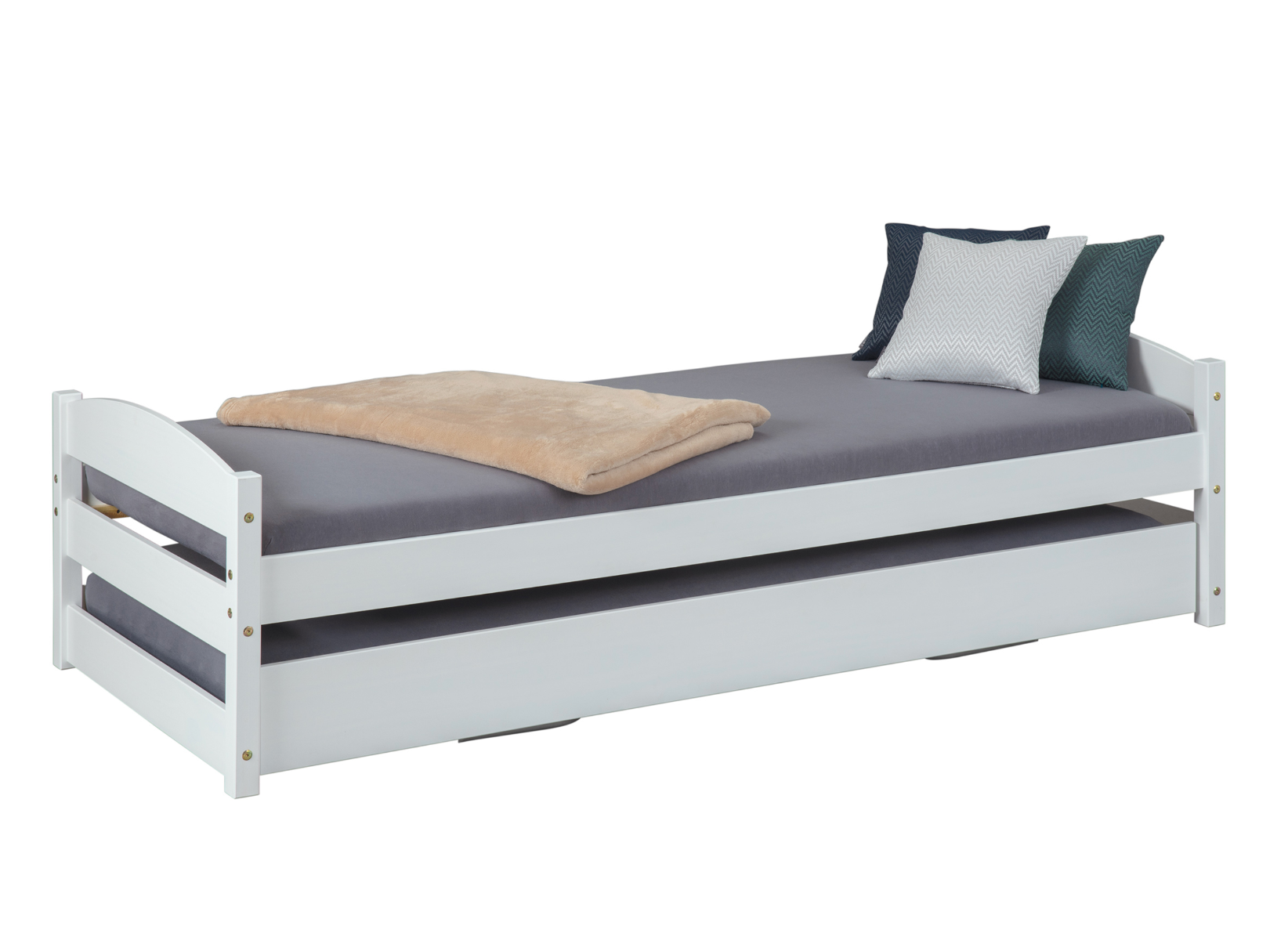 Divano letto con secondo letto ad estrazione alla pari del primo bianco 