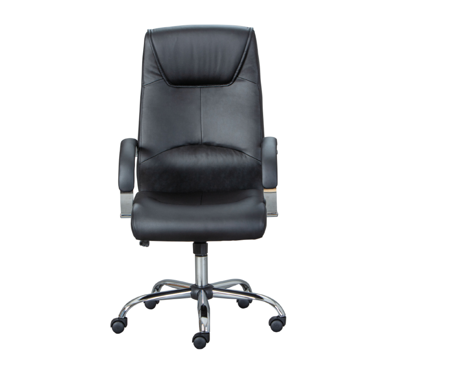 Poltrona da ufficio, nera, in ecopelle con ruote