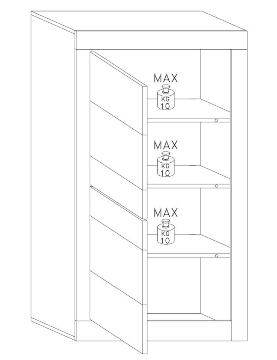 Vetrina singola moderna, Bianca laccata Lucida, 1 anta - 61x162 cm