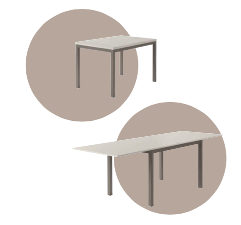 Tavolo quadrato allungabile Elton in finitura Frassino dorian e Bronzo tecno