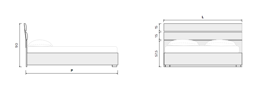 Letto matrimoniale moderno Zefiro, 160x190 in Olmo Natura